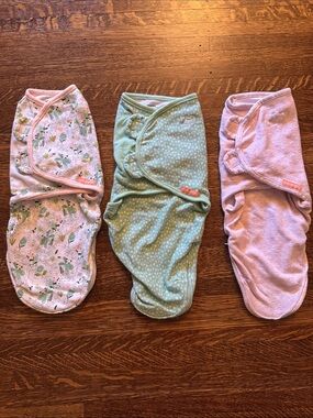 Set of 3 SwaddleMe Baby Swaddle Wraps - Green, Pink, Floral